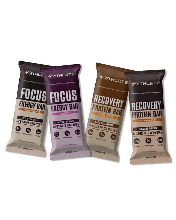 4Athlete Sample - Pack of 4 Assorted Bars (2 x Focus + 2 x Recovery)