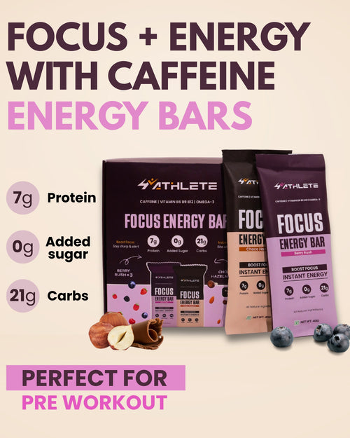 Focus  Energy Bars Assorted - Pack of 6 ( 3 x Berry Rush, 3 x Choco Hazelnut )