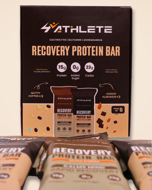 Recovery Protein Bars  Assorted - Pack of 6 ( 3 x Nutty Coffee, 3 x Choco Almonds )