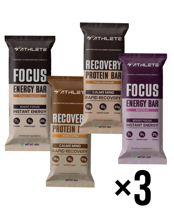 Combo Pack of 12 Assorted Bars – 6 Focus & 6 Recovery